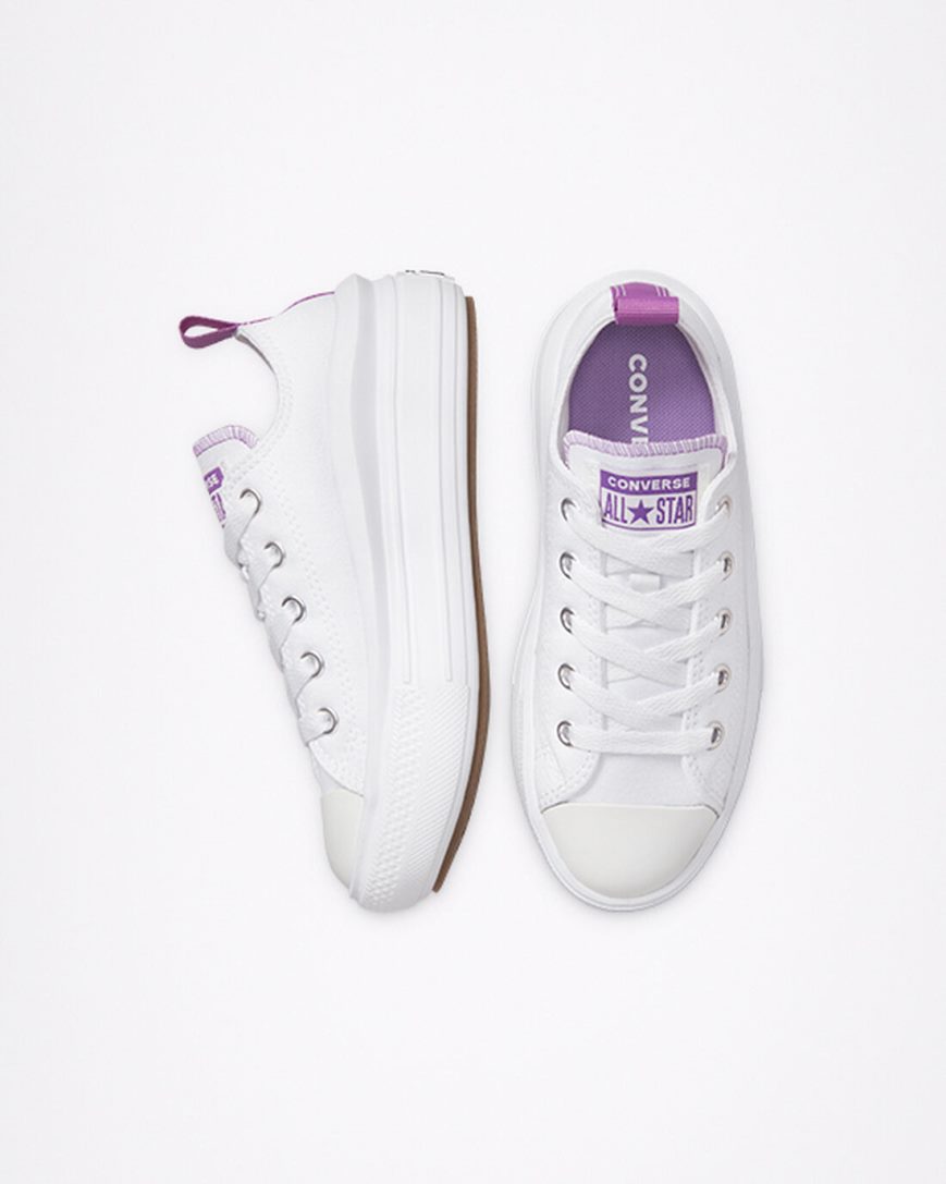 Girls' Converse Chuck Taylor All Star Move Low Top Platform Shoes White / Purple / White | AU 4038EG